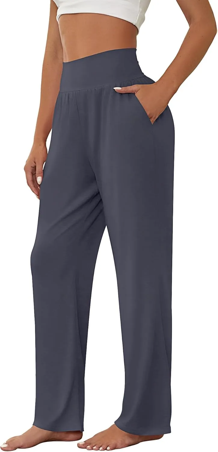Neer 3 Pcs Women's Wide Leg Yoga Pant Comfy Loose High Waist Lounge Waist Lounge Casual Athletic Workout Joggers Apparel