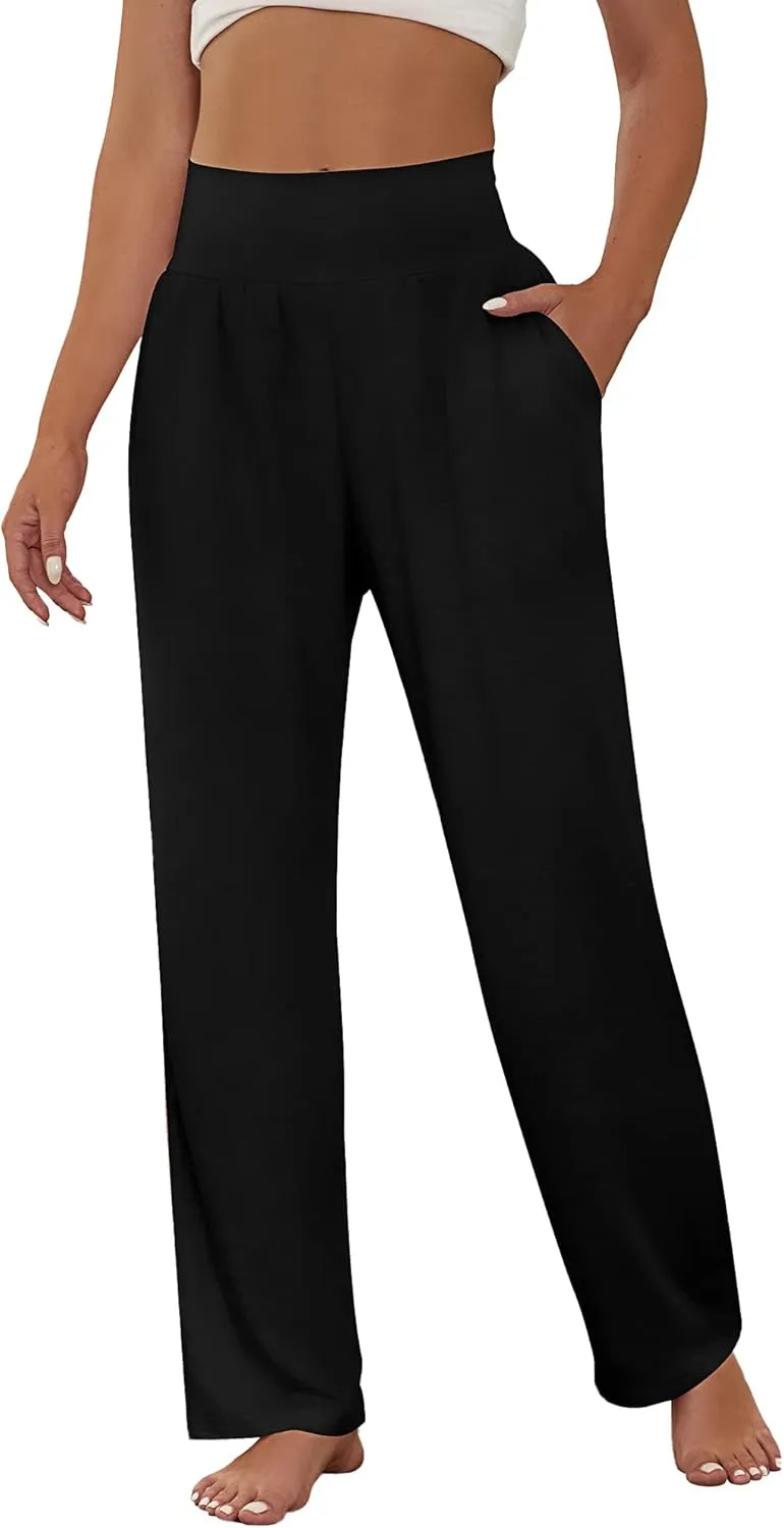 Neer 3 Pcs Women's Wide Leg Yoga Pant Comfy Loose High Waist Lounge Waist Lounge Casual Athletic Workout Joggers Apparel