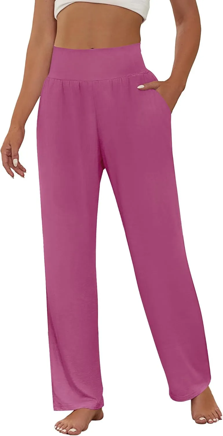 Neer 3 Pcs Women's Wide Leg Yoga Pant Comfy Loose High Waist Lounge Waist Lounge Casual Athletic Workout Joggers Apparel