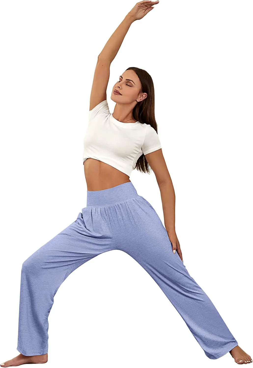 Neer 3 Pcs Women's Wide Leg Yoga Pant Comfy Loose High Waist Lounge Waist Lounge Casual Athletic Workout Joggers Apparel
