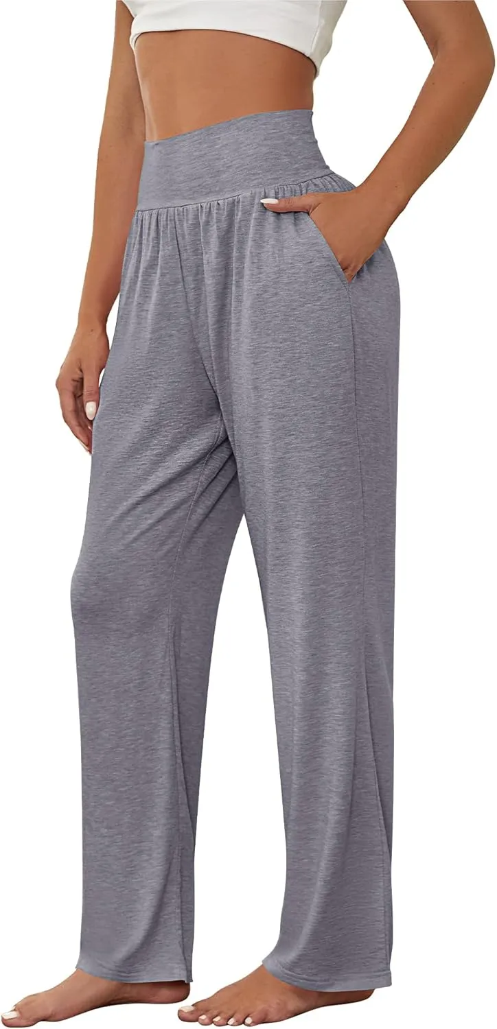 Neer 3 Pcs Women's Wide Leg Yoga Pant Comfy Loose High Waist Lounge Waist Lounge Casual Athletic Workout Joggers Apparel