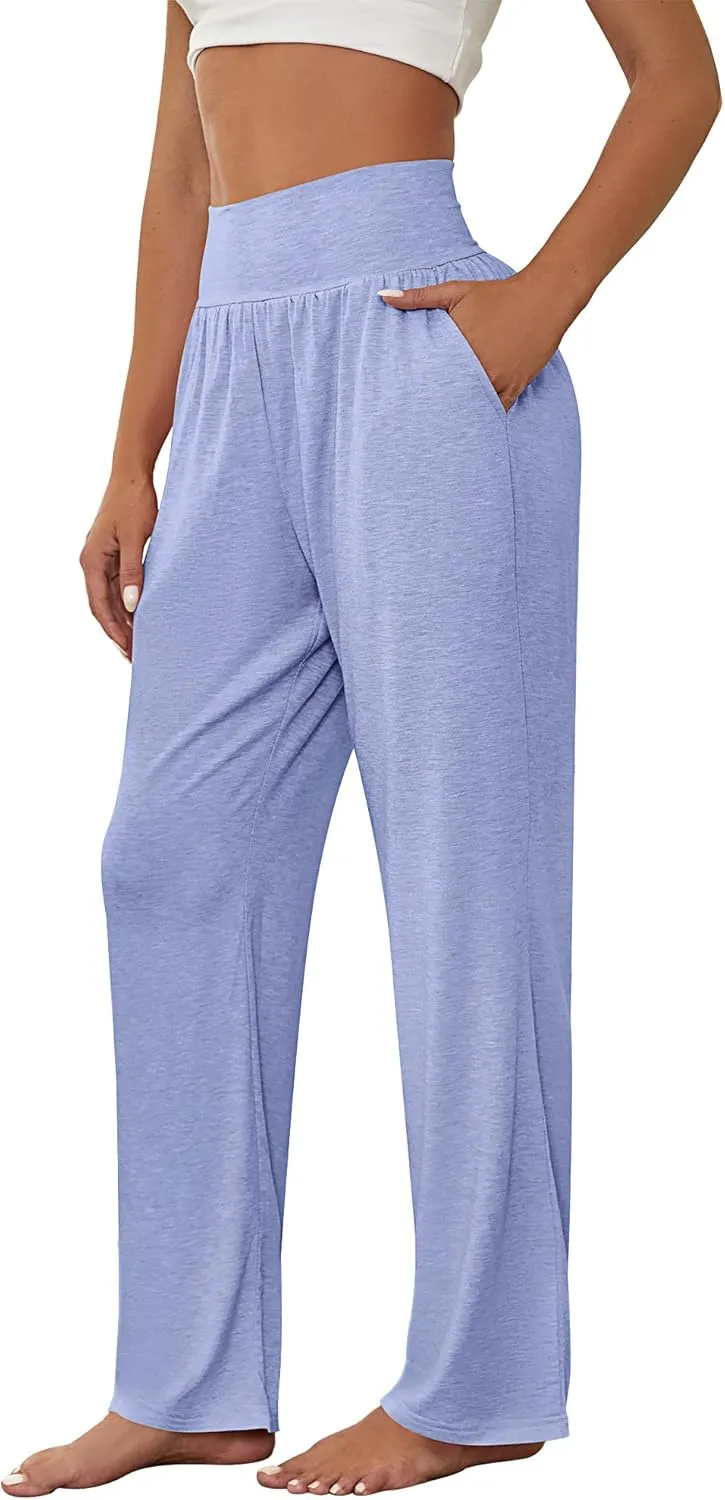 Neer 3 Pcs Women's Wide Leg Yoga Pant Comfy Loose High Waist Lounge Waist Lounge Casual Athletic Workout Joggers Apparel