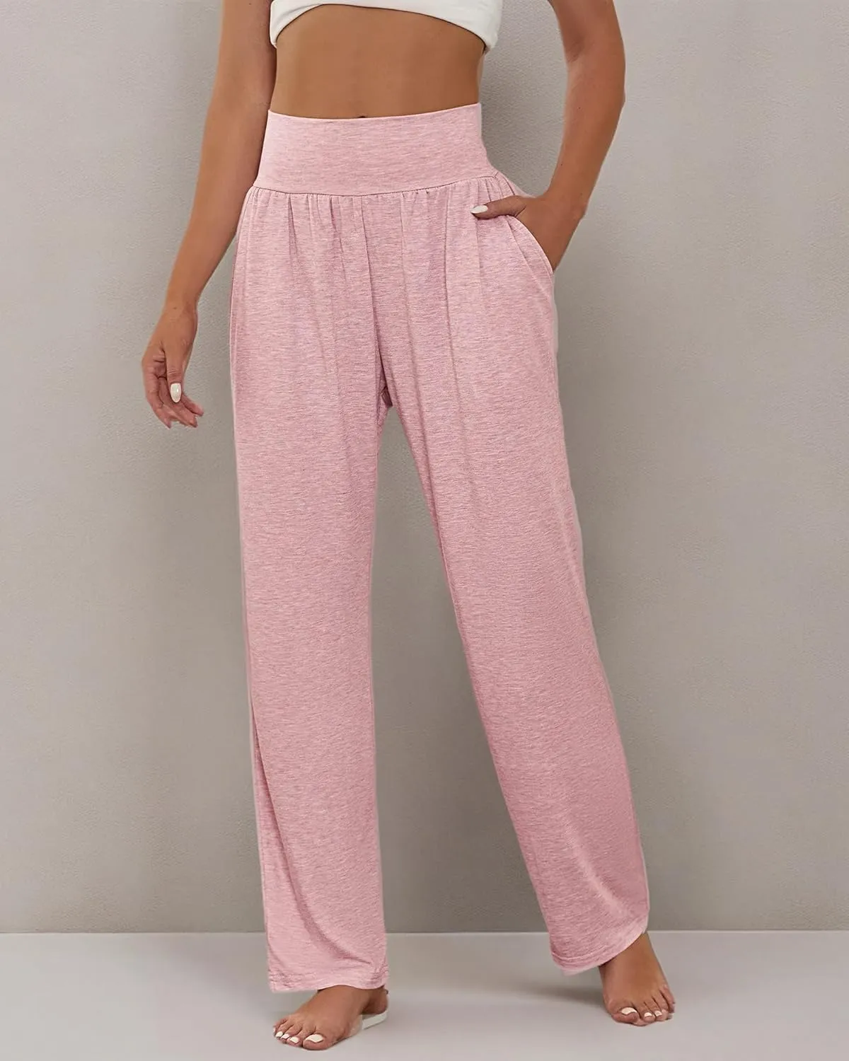 Neer 3 Pcs Women's Wide Leg Yoga Pant Comfy Loose High Waist Lounge Waist Lounge Casual Athletic Workout Joggers Apparel