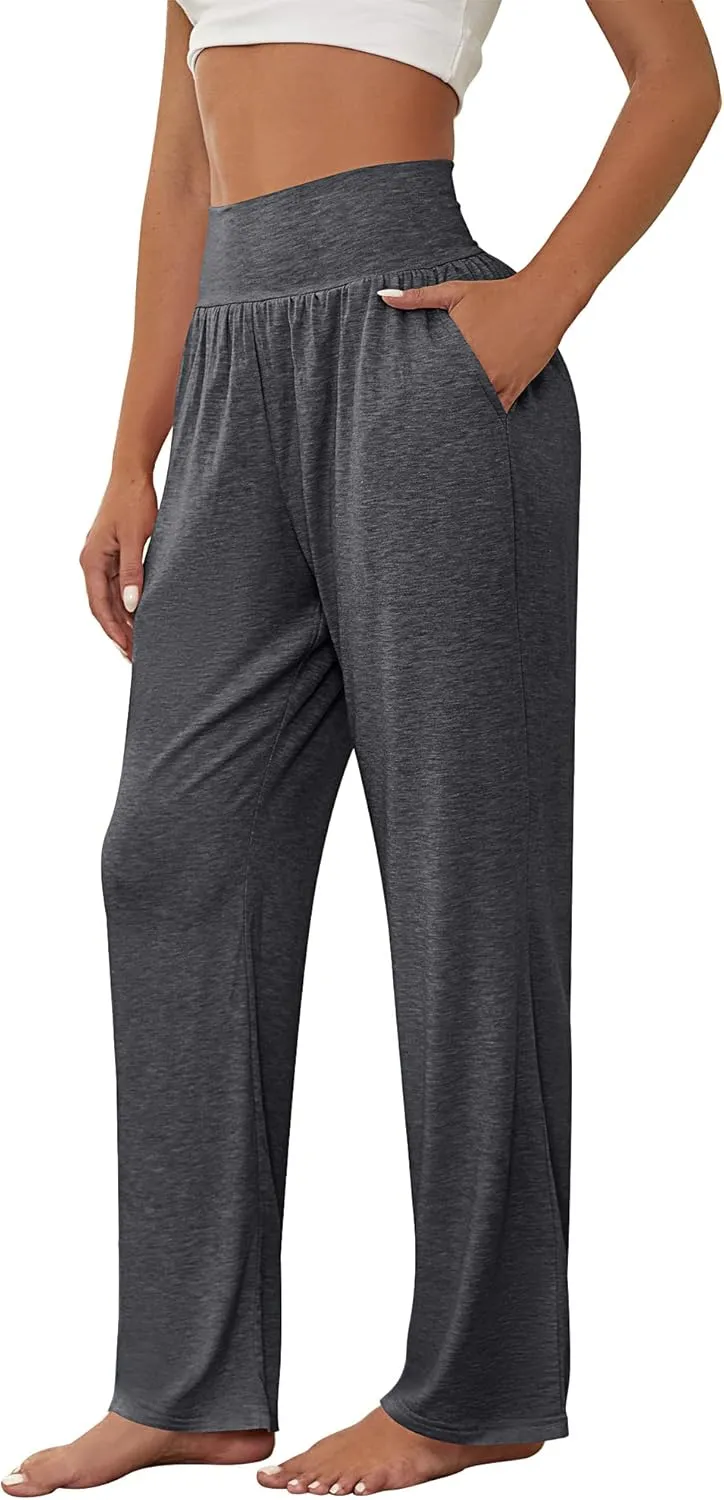 Neer 3 Pcs Women's Wide Leg Yoga Pant Comfy Loose High Waist Lounge Waist Lounge Casual Athletic Workout Joggers Apparel
