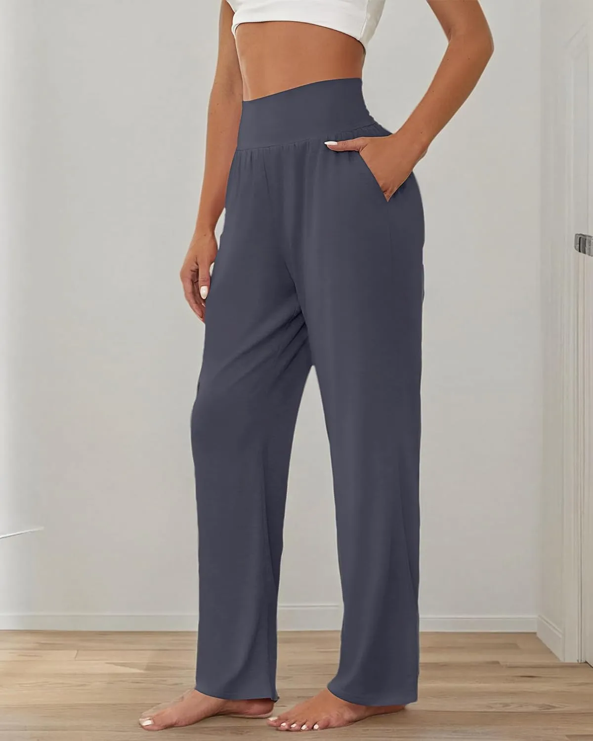 Neer 3 Pcs Women's Wide Leg Yoga Pant Comfy Loose High Waist Lounge Waist Lounge Casual Athletic Workout Joggers Apparel