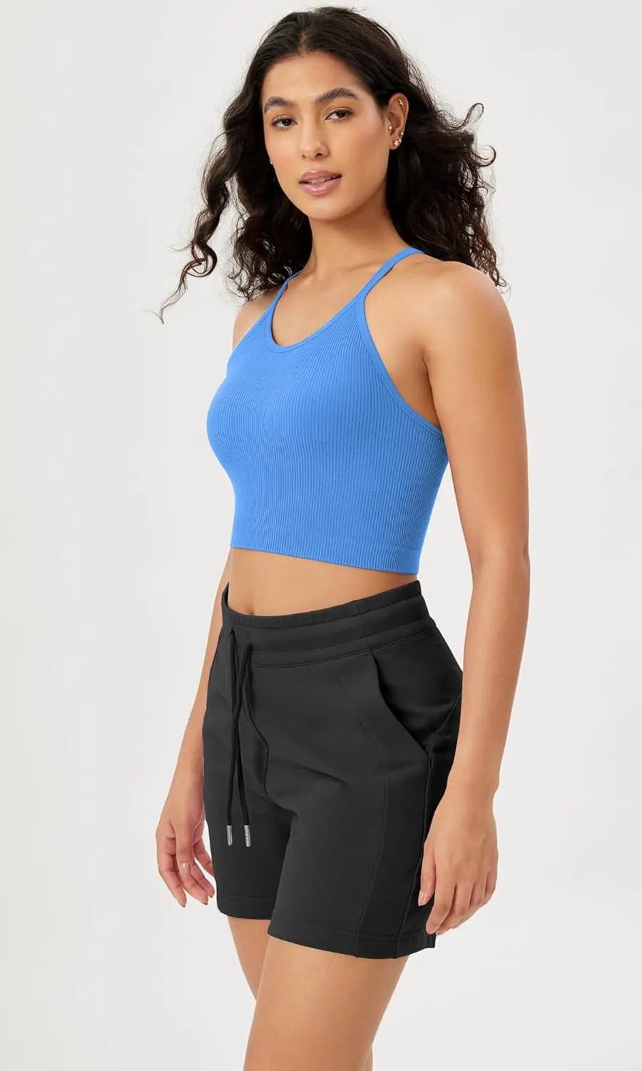 ODODOS Women's Crop Seamless Rib-Knit Camisole Strappy Racerback Cropped Tank Tops