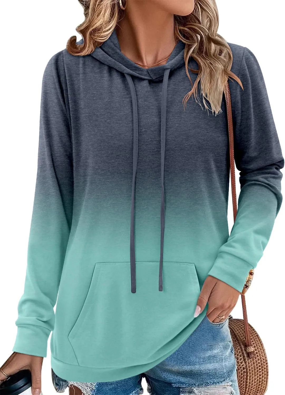 onlypuff Women's Pullover Hoodies Teen Girls Trendy Fall Fashion Tops Hooded Sweatshirts