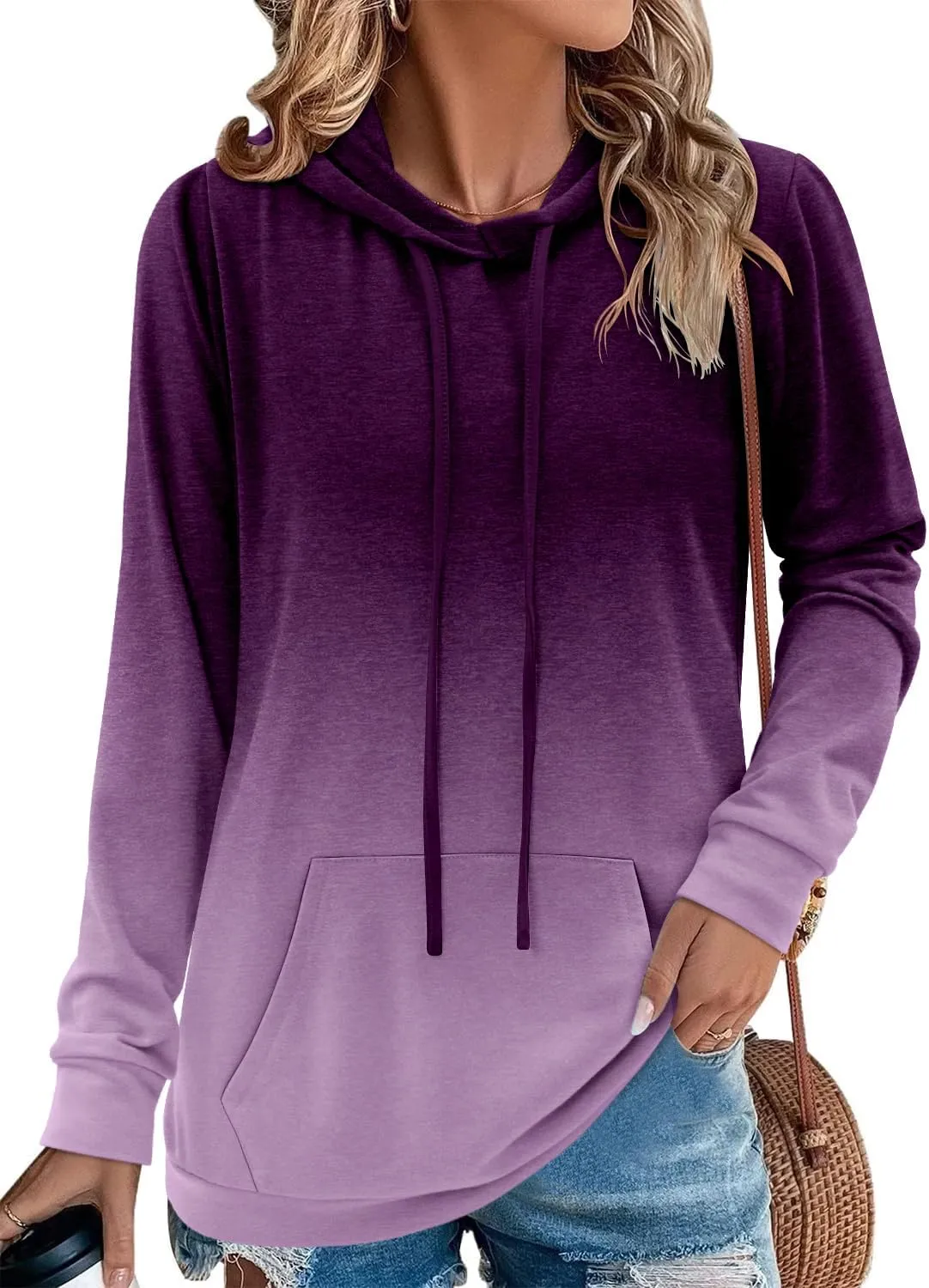 onlypuff Women's Pullover Hoodies Teen Girls Trendy Fall Fashion Tops Hooded Sweatshirts