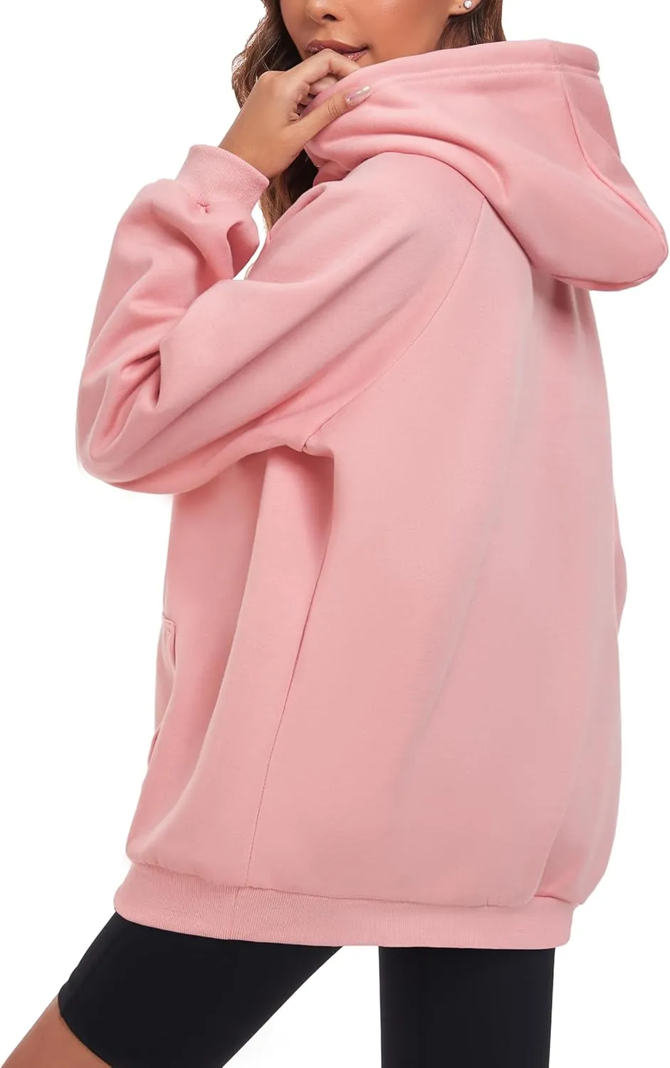Oversize Hoodies Women Fleece Crewneck Sweatshirt Casual Long Sleeve Pullover Tops with Pockets
