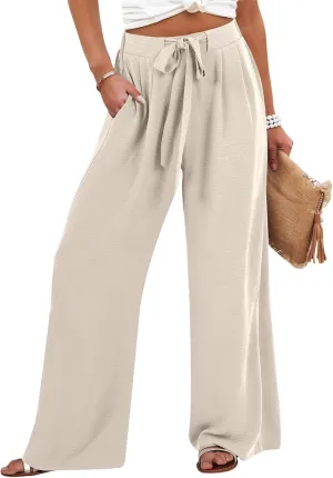 Parachute Pants for Women High Waisted Lounge, Capri Pants Business Casual Straight Leg Summer Trousers Linen