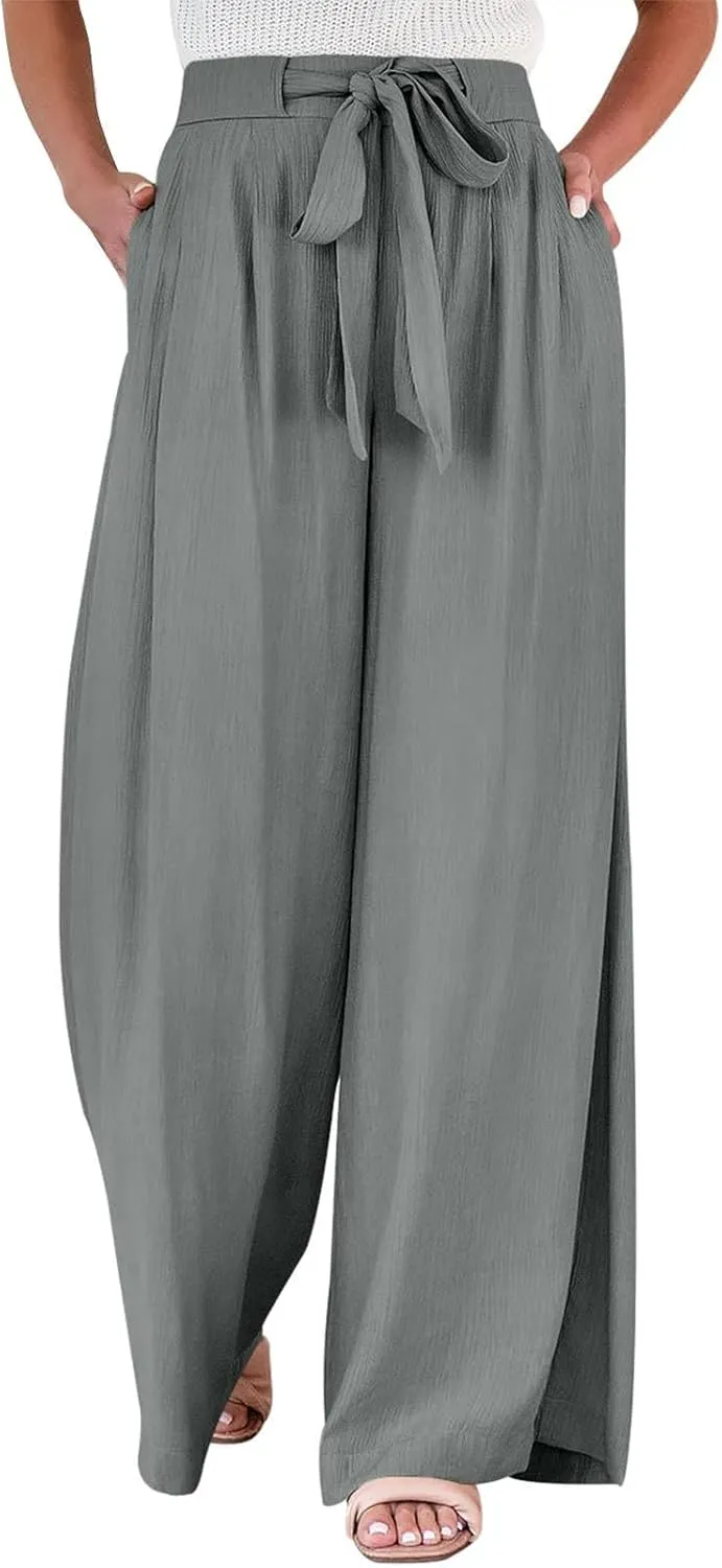 Parachute Pants for Women High Waisted Lounge, Capri Pants Business Casual Straight Leg Summer Trousers Linen