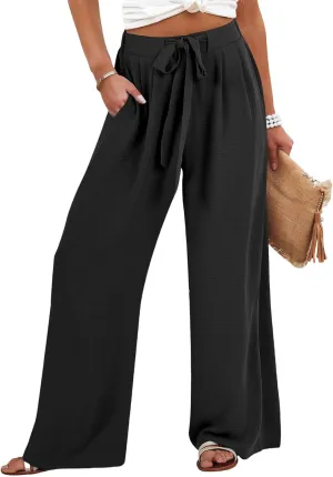 Parachute Pants for Women High Waisted Lounge, Capri Pants Business Casual Straight Leg Summer Trousers Linen