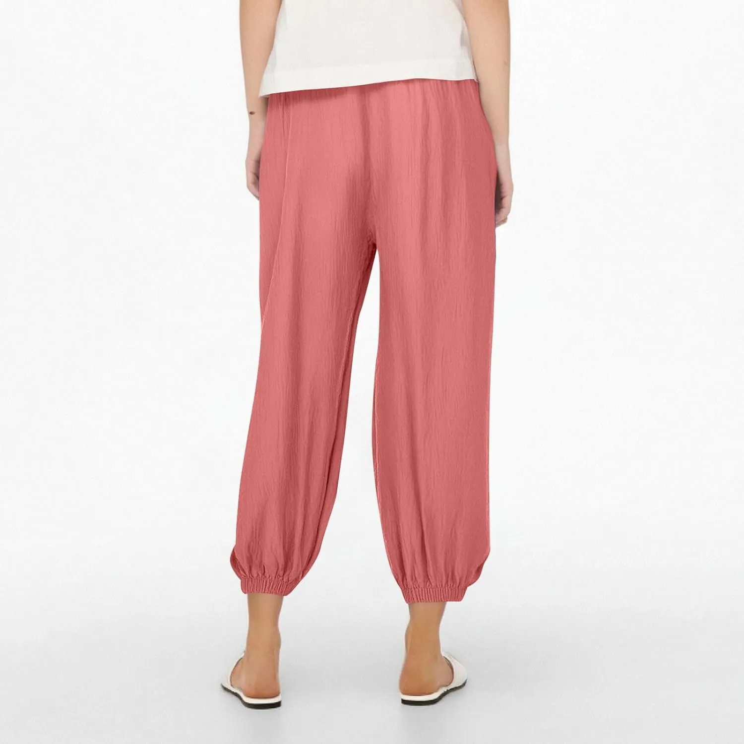 Parachute Pants for Women, Womens Wide Leg Pants Linen Dressy Trousers Straight Leg Summer High Waisted Lounge