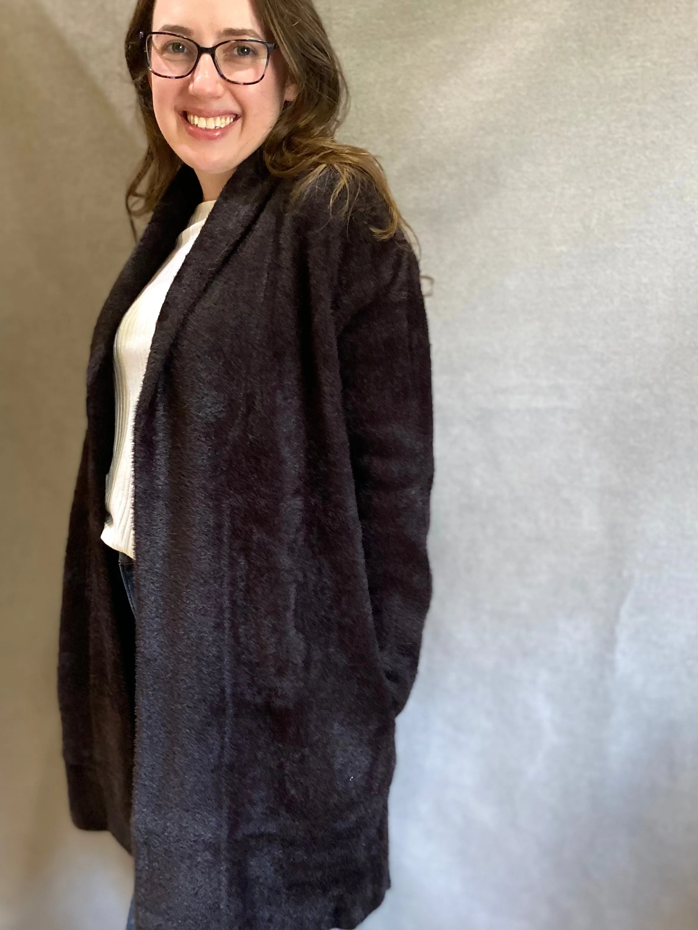 Plus Size Sweater Coat in Mink | Liverpool