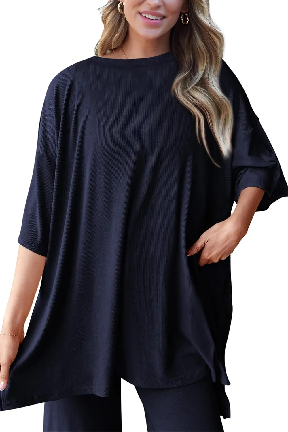 PRETTYGARDEN Women's 2 Piece Outfits Casual Short Sleeve Pullover Tops and Wide Leg Pants Lounge Sets Tracksuits