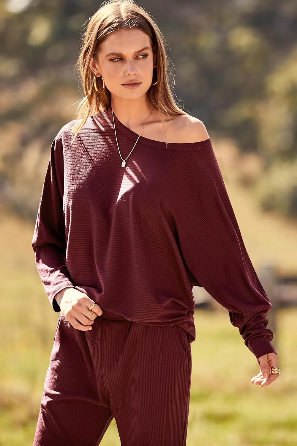 PRETTYGARDEN Women's Fall 2 Piece Outfits Fashion Sweatsuit Long Sleeve Pullover Pants Ribbed Spring Matching Lounge Set