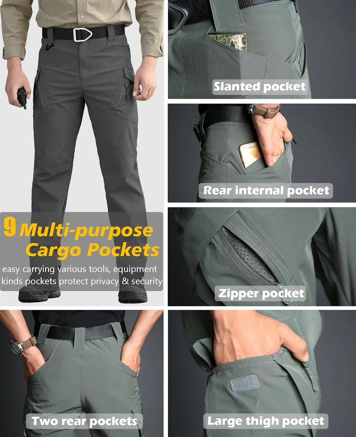 ReFire Gear Men's Quick Dry Tactical Pants Summer Lightweight Outdoor Hiking Cargo Trousers