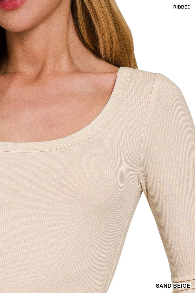 Ribbed Scoop Neck Layering Top