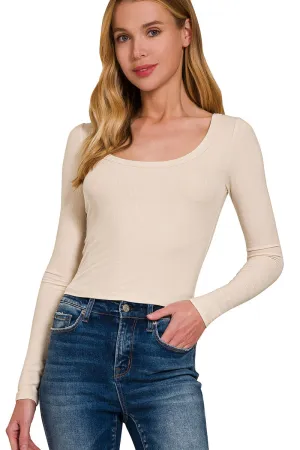 Ribbed Scoop Neck Layering Top
