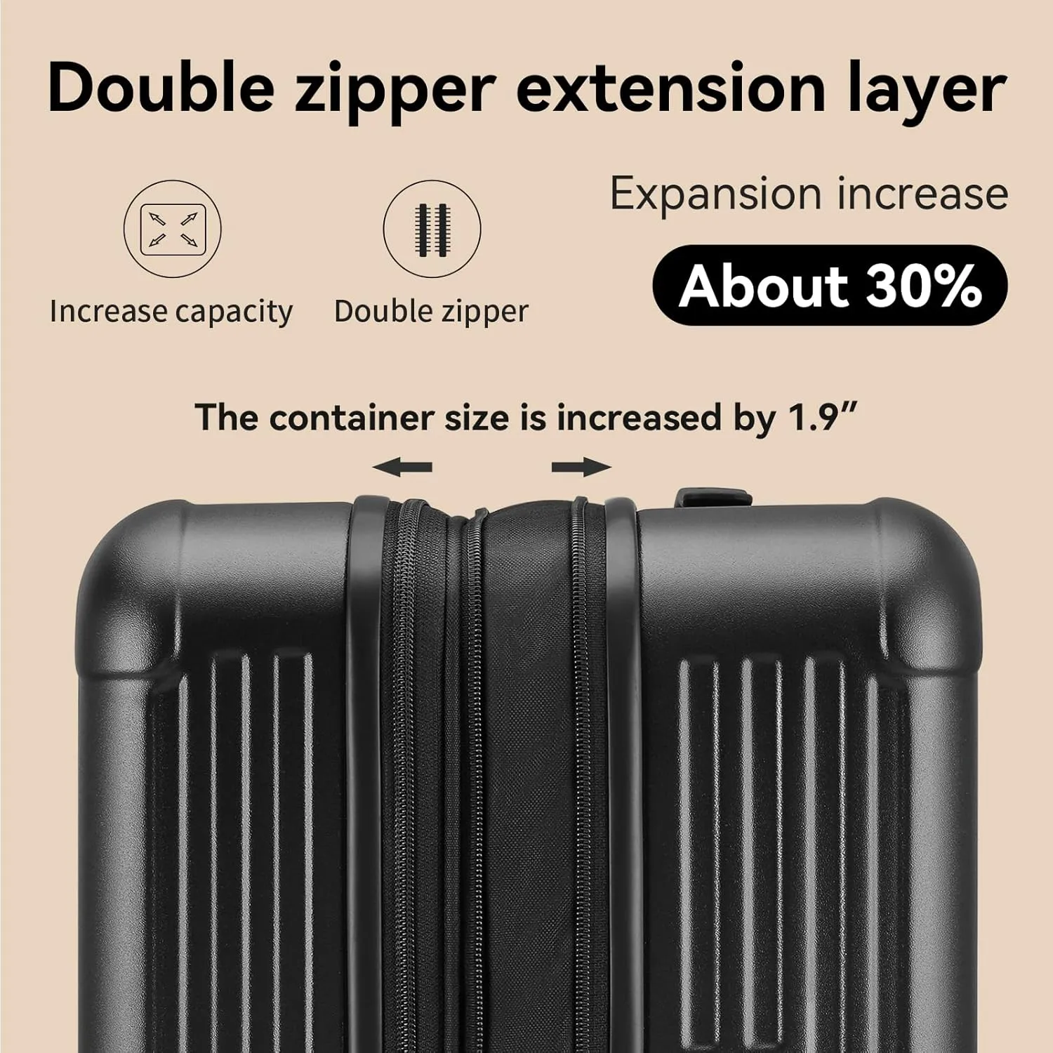 ROAMING 24 inch Suitcase Checked Luggage, Hard Shell PC Suitcase with Double Spinner Wheels, large Lightweight Expandable Rolling Luggage with TSA Lock & Cup Holder & USB Port YKK Zipper (Black)