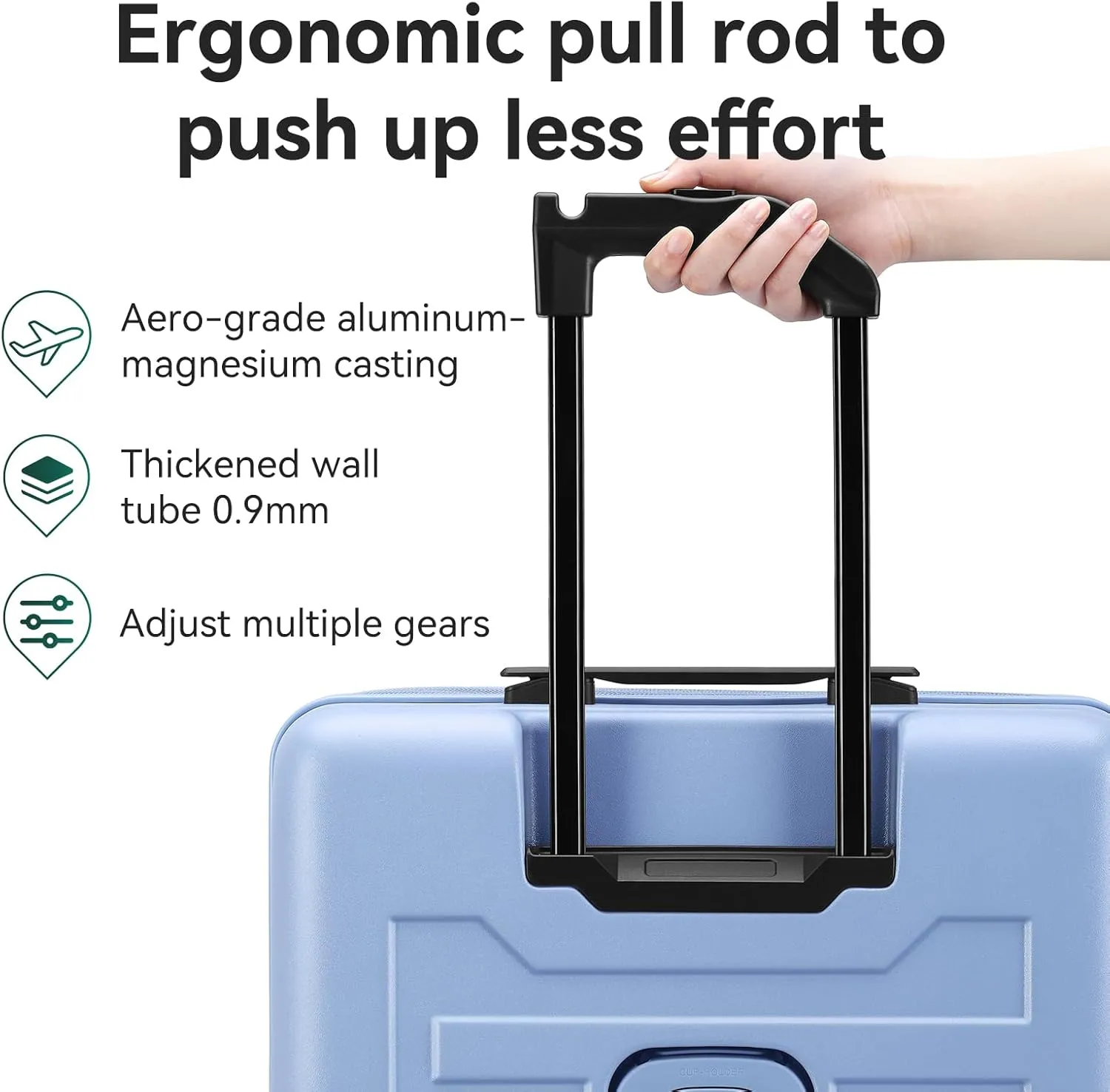 ROAMING 26-Inch Checked Luggage Expandable Front Opening Rolling Vacation Suitcase with Spinner Wheels and TSA Lock Cup Holder, PC Hard Shell Travel Trolley Case for Shout Business Trips Blue