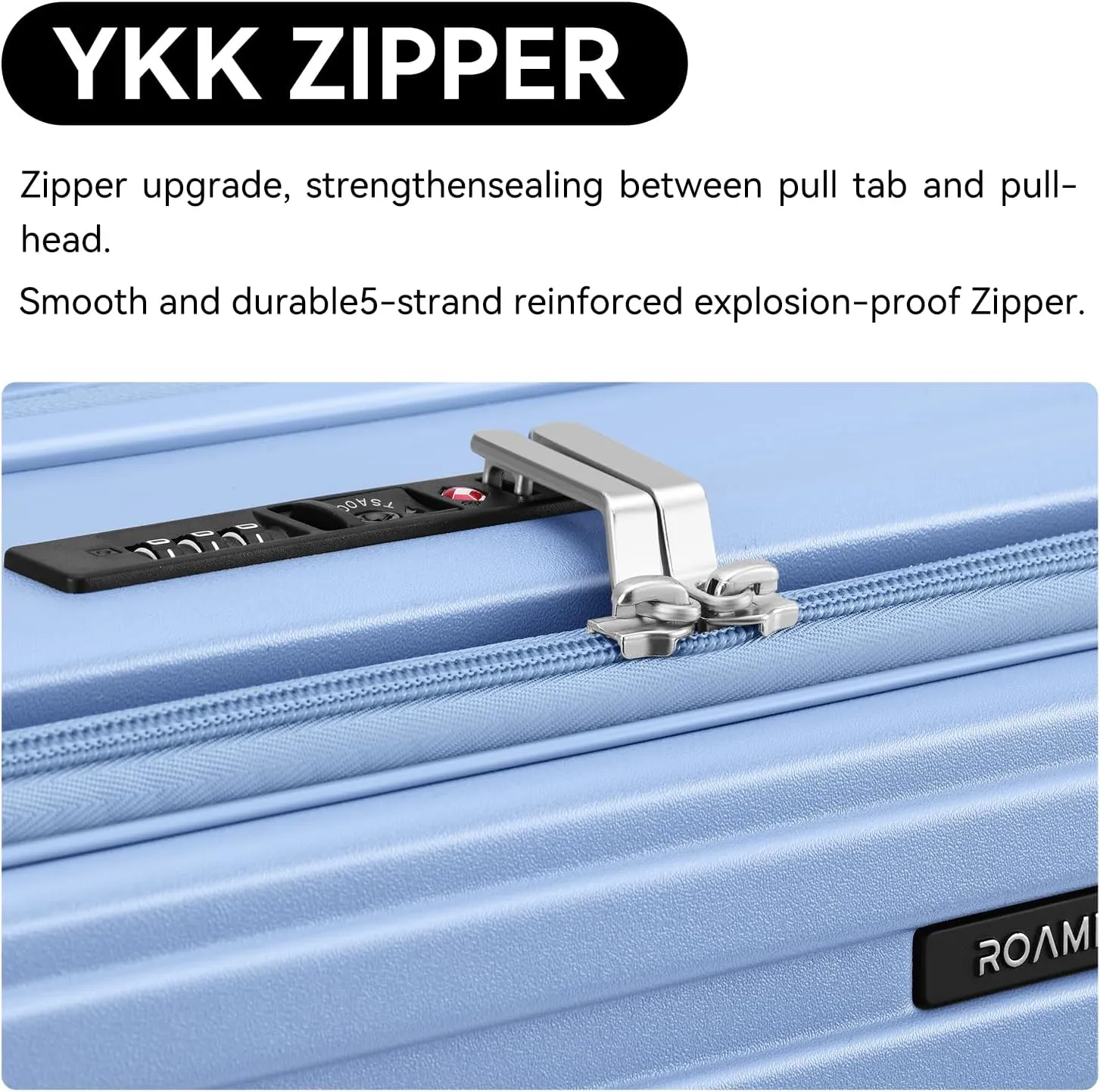 ROAMING 26-Inch Checked Luggage Expandable Front Opening Rolling Vacation Suitcase with Spinner Wheels and TSA Lock Cup Holder, PC Hard Shell Travel Trolley Case for Shout Business Trips Blue