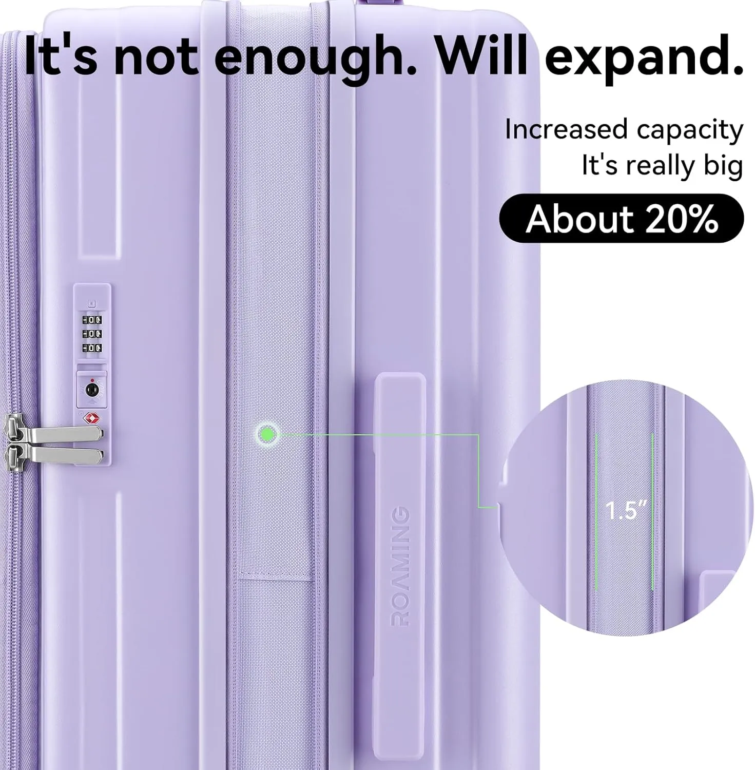 ROAMING 26-Inch Checked Luggage Expandable Front Opening Rolling Vacation Suitcase with Spinner Wheels and TSA Lock Cup Holder, PC Hard Shell Travel Trolley Case for Shout Business Trips purple