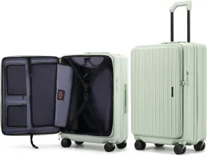 ROAMING 26 Inch Checked Luggage Expandable PC Hard Shell Suitcases for Front Opening with Cup Holder TSA Lock Travel Luggage with Spinner Wheels Suitcase,Specially Designed Ergonomic Pull Rod Handle