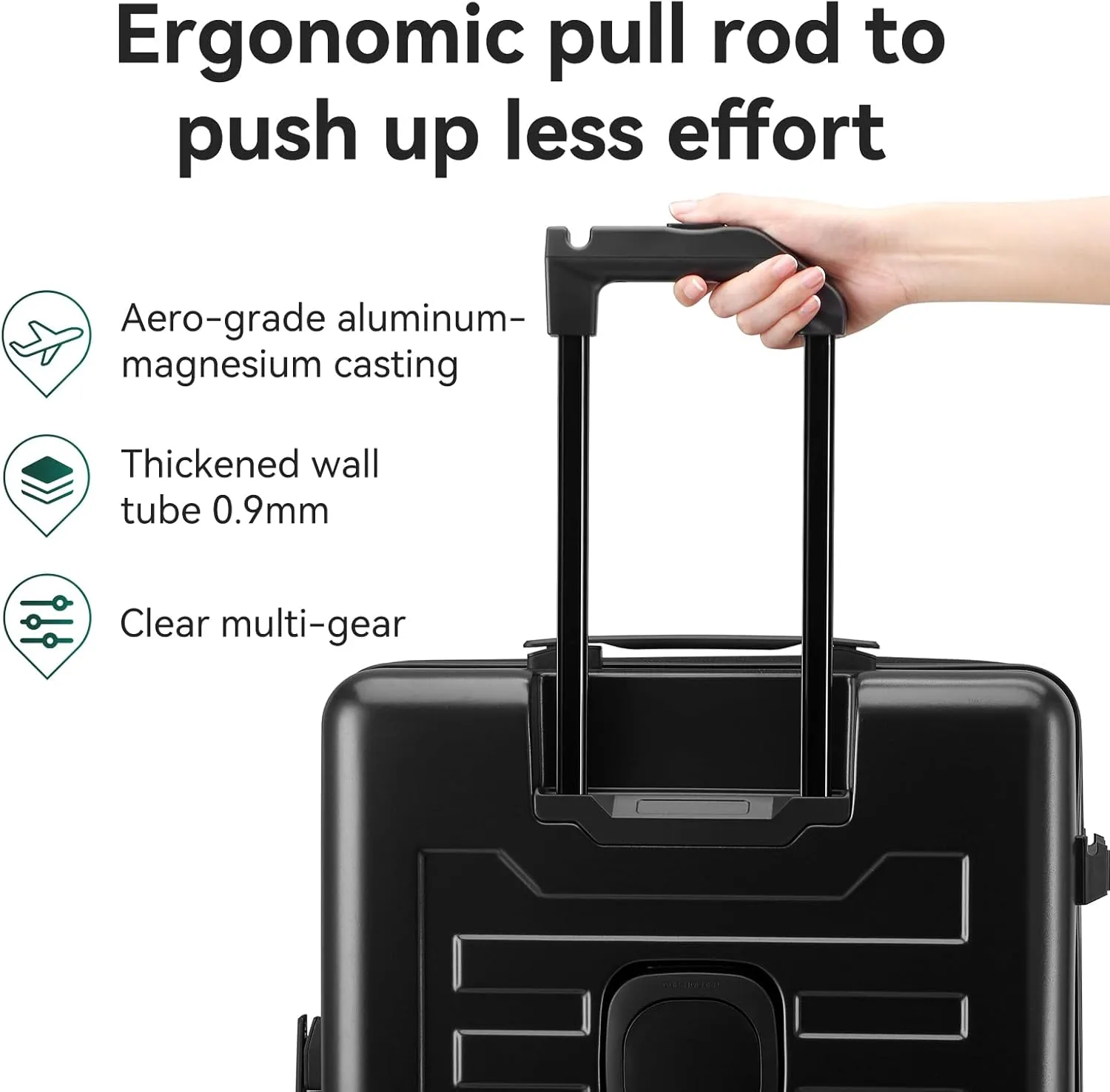 ROAMING 26 Inch Checked Luggage, Specially Designed Ergonomic Pull Rod Handle with Cup Holder TSA Lock PC Hard Shell Front Opening Rolling Expandable Travel Suitcases with Spinner Wheels (Black)