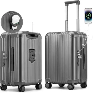 ROAMING Checked Luggage Expandable Suitcase PC with USB Port Cup Holder Hard Sided Luggage with Double Spinner Wheels Lightweight Rolling Luggage Built-In TSA lock 20in 24in 26in Carry on