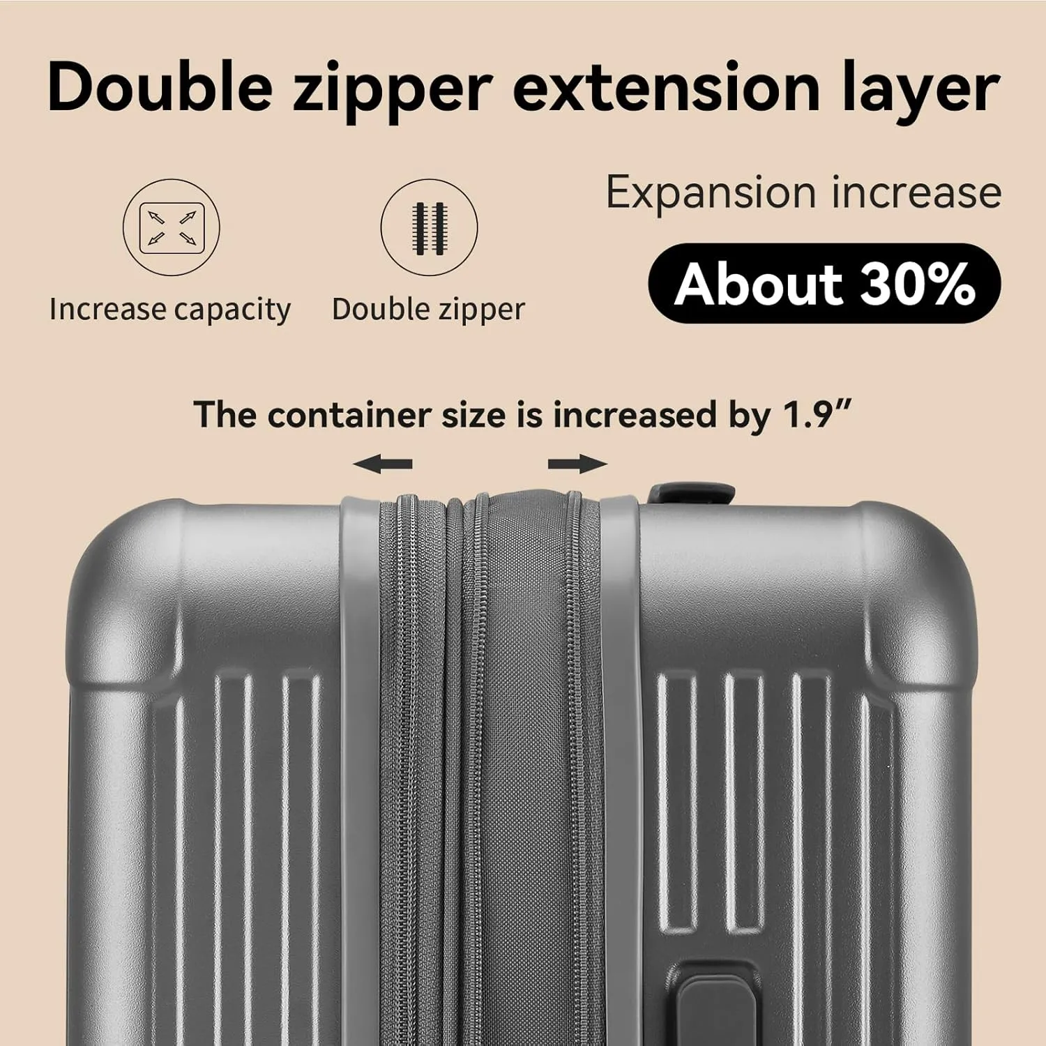 ROAMING Checked Luggage Expandable Suitcase PC with USB Port Cup Holder Hard Sided Luggage with Double Spinner Wheels Lightweight Rolling Luggage Built-In TSA lock 20in 24in 26in Carry on