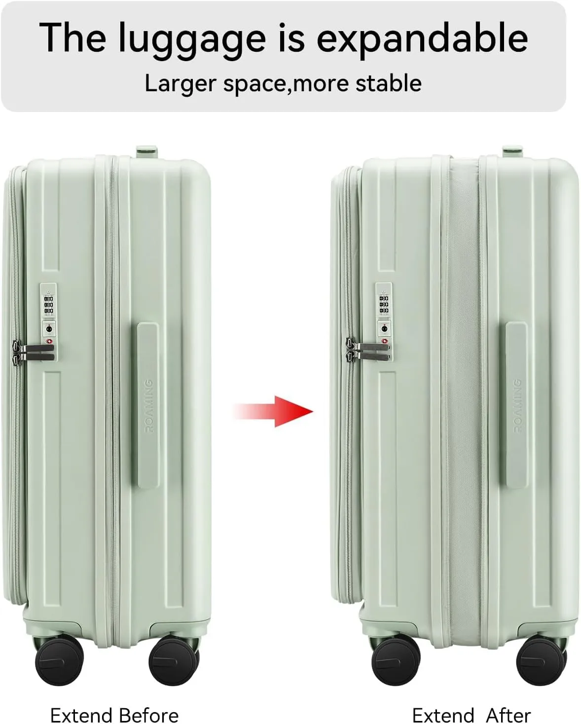 ROAMING Grace Expandable Carry On Luggage Airline Approved, 20 Inch Hardside Carry On Suitcase with Wheels, Travel Harshell Spinner Small Luggage with Tsa Lock, Jade cyan, 20-Inch Carry-On