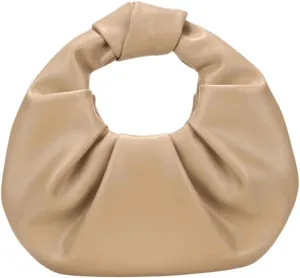 Ruched Hobo Clutch Purse for Women Genuine Leather Handbag Small and Elegant for Events or Date Night
