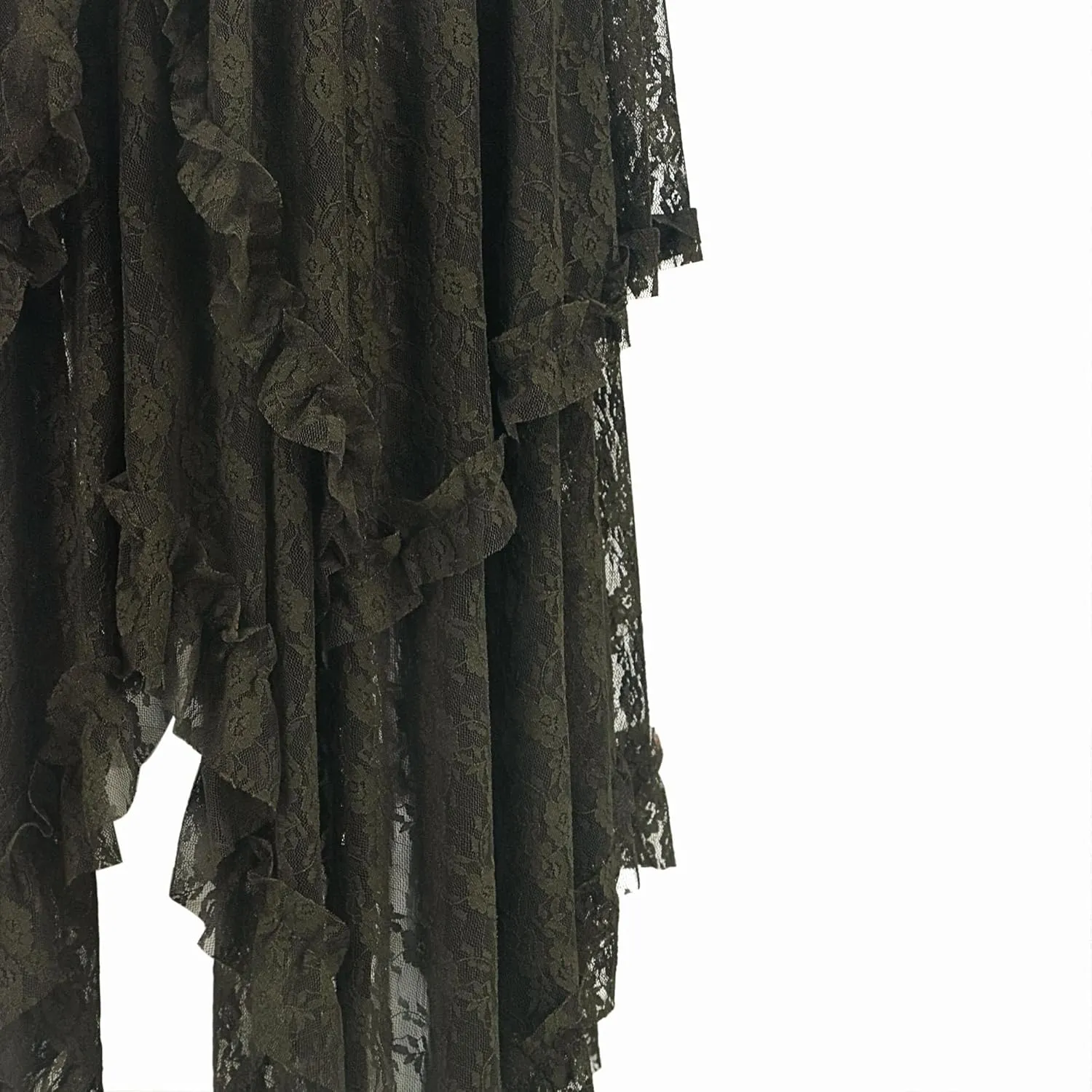 R.Vivimos Women Lace Long Skirts Summer Elastic Asymmetrical Layered Hem Sexy See-Through Beach Floral Maxi Skirts