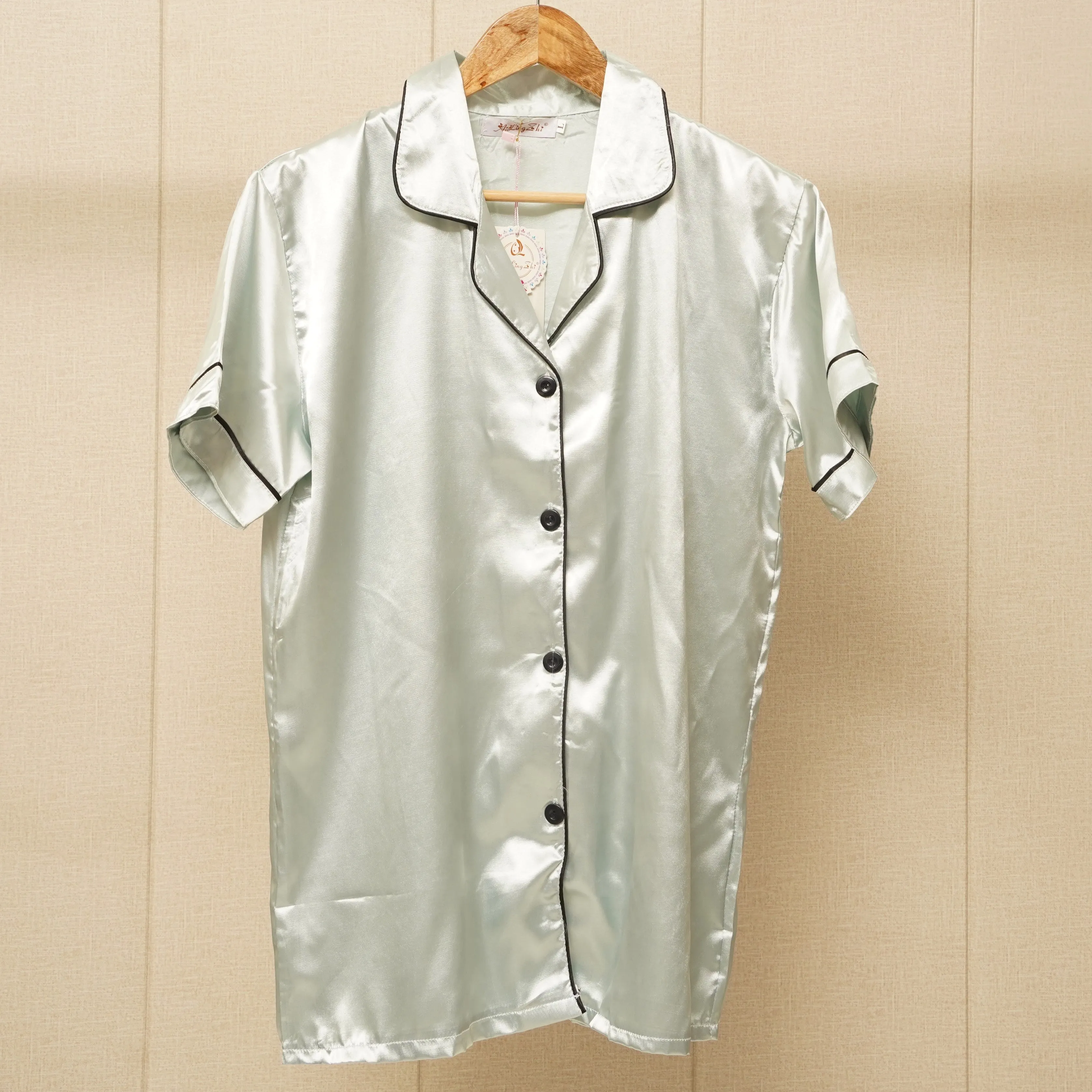 Satin Silk Shirt with flower print pajama (WF-012)