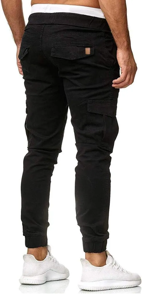 sdbrld Cargo Pants For Men Mens Outdoor Hiking Joggers Pants Solid Casual Mid Waist Drawstring Cargo Pants with Pockets