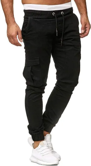 sdbrld Cargo Pants For Men Mens Outdoor Hiking Joggers Pants Solid Casual Mid Waist Drawstring Cargo Pants with Pockets