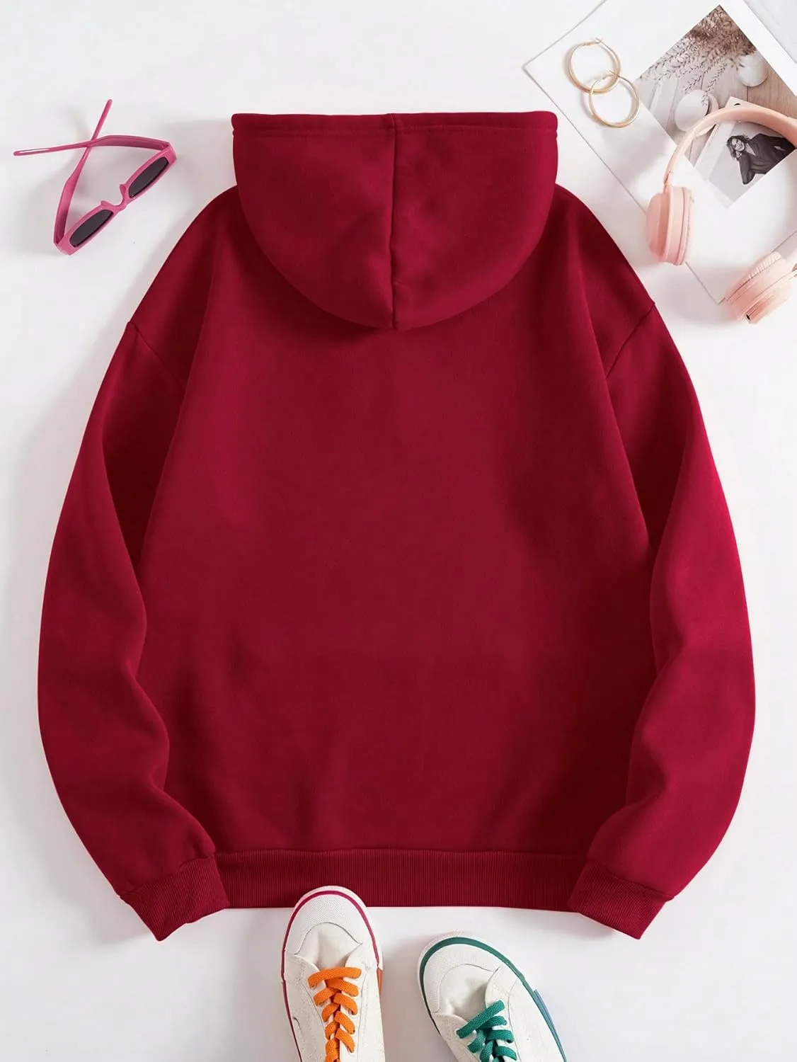 SHENHE Women's Letter Print Long Sleeve Drawstring Pullover Hoodie Sweatshirt Tops with Pocket