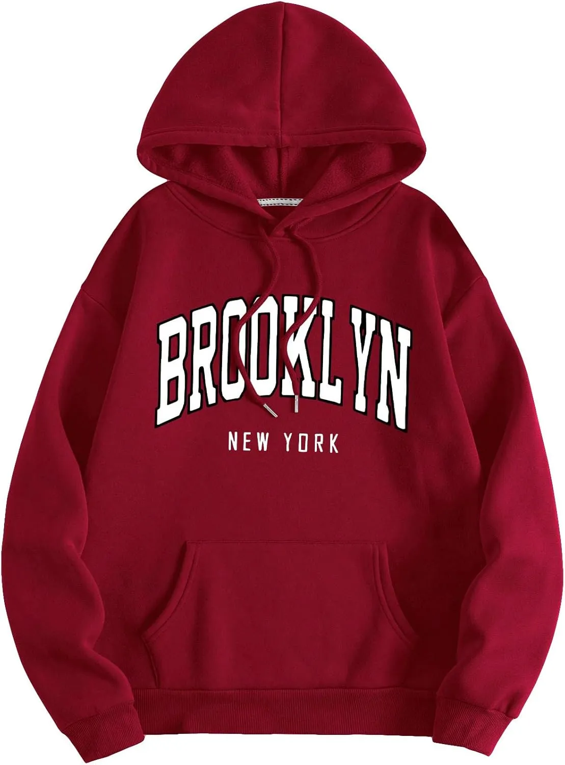 SHENHE Women's Letter Print Long Sleeve Drawstring Pullover Hoodie Sweatshirt Tops with Pocket