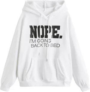 SHENHE Women's Slogan Letter Print Long Sleeve Hooded Sweatshirt Pullover Hoodie Tops