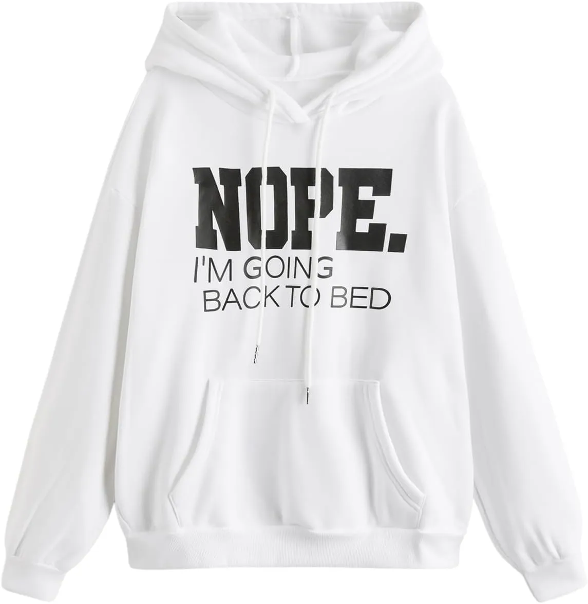 SHENHE Women's Slogan Letter Print Long Sleeve Hooded Sweatshirt Pullover Hoodie Tops