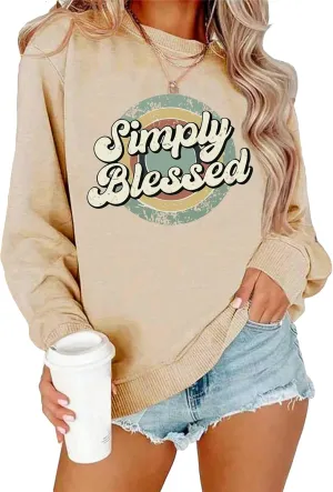 SOLY HUX Sweatshirt for Women Letter Graphic Print Long Sleeve Crewneck Pullover Tops
