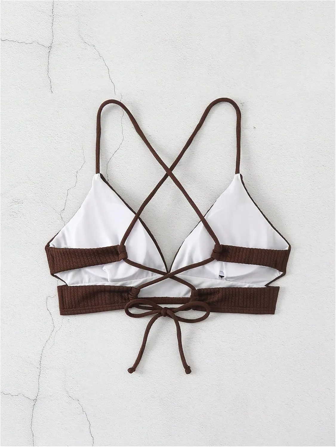 SOLY HUX Women's Criss Cross Back Bathing Suits Top Push Up Bikini Swimsuit Tops Only