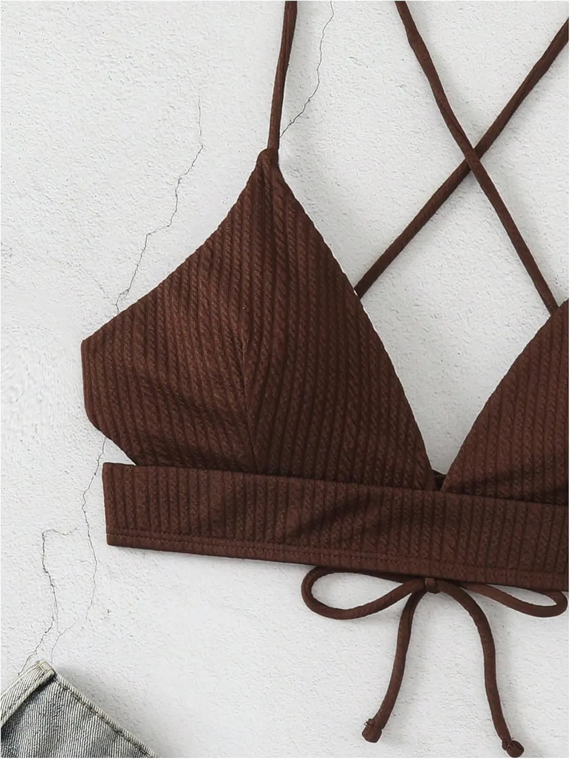 SOLY HUX Women's Criss Cross Back Bathing Suits Top Push Up Bikini Swimsuit Tops Only