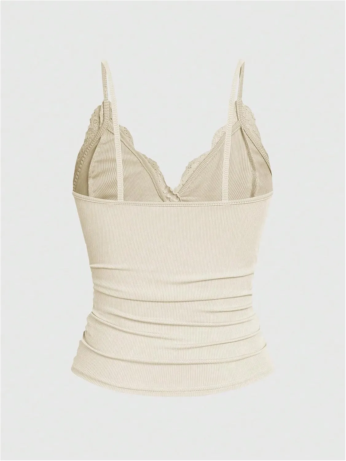 SOLY HUX Women's Lace Trim Camisole Summer V Neck Spaghetti Strap Slim Fit Going Out Cami Tops