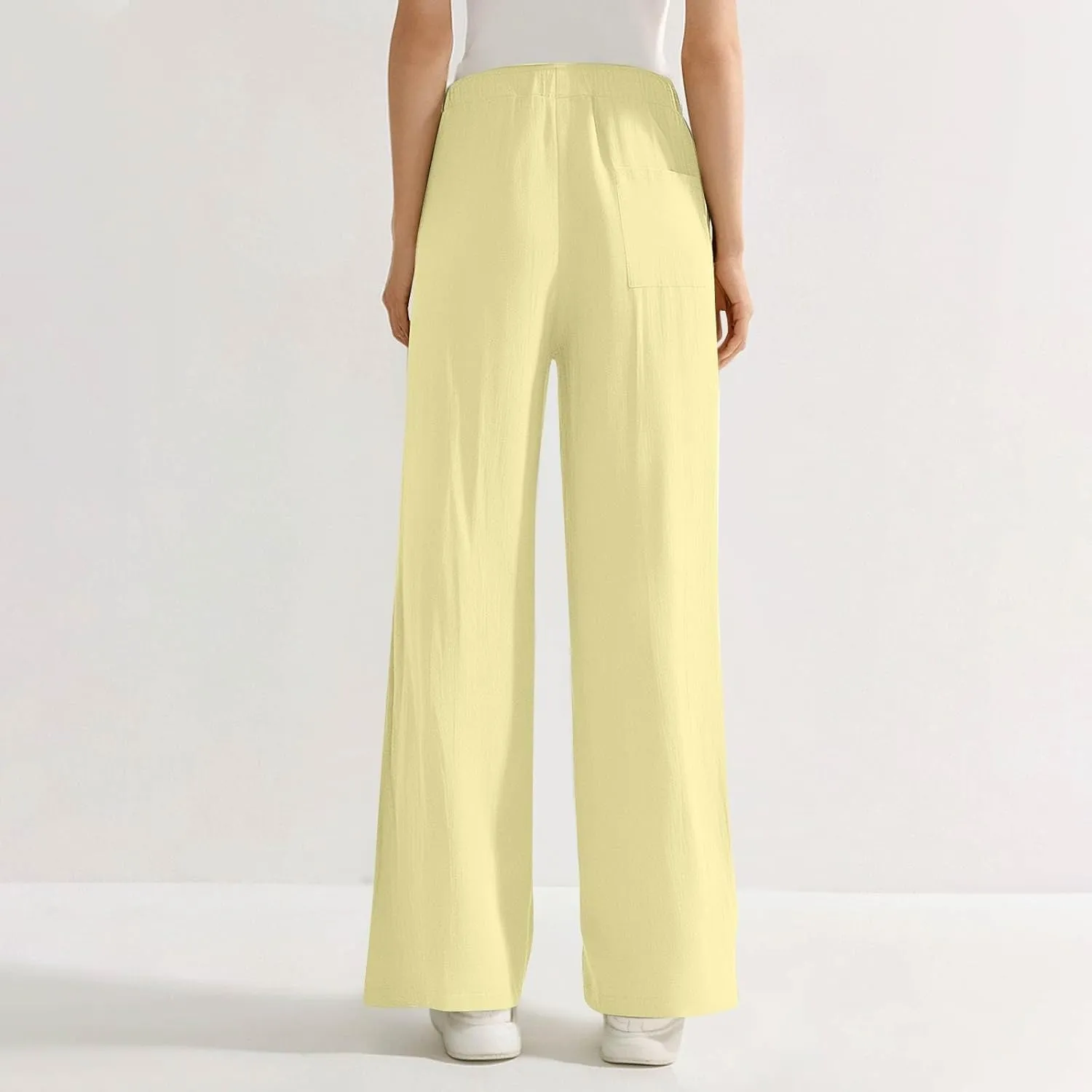 Sweatpants Women Cargo High Waisted,Pants Waist, Cotton Linen Wide Leg Trousers with Pockets Petite