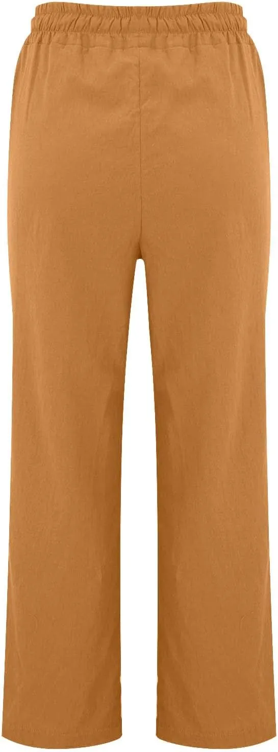 Sweatpants Women Trousers High Waisted Lounge, Travel Pants Women Workout Straight Leg Summer Linen Cotton