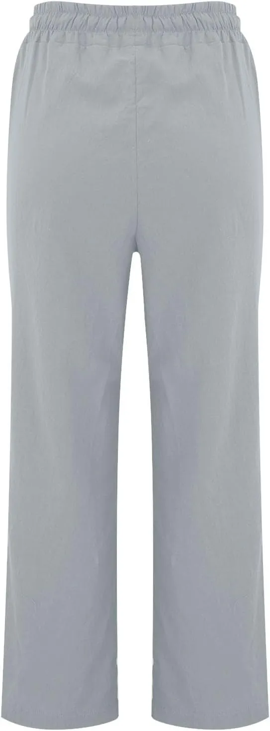 Sweatpants Women Trousers High Waisted Lounge, Travel Pants Women Workout Straight Leg Summer Linen Cotton