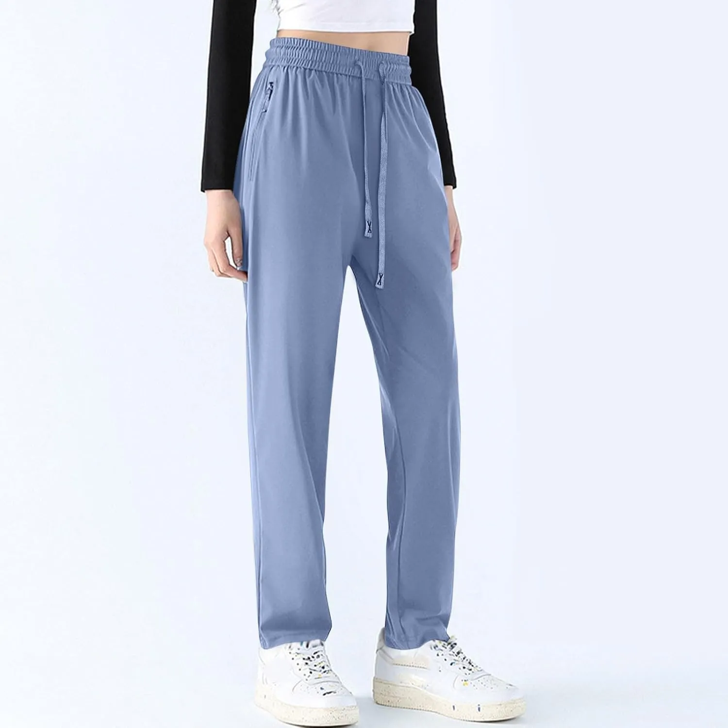 Sweatpants Women,Cargo Pants for Girls Dressy High Waisted Linen Cotton Palazzo Trousers Straight Leg