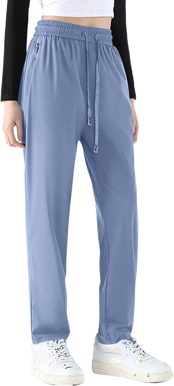 Sweatpants Women,Cargo Pants for Girls Dressy High Waisted Linen Cotton Palazzo Trousers Straight Leg